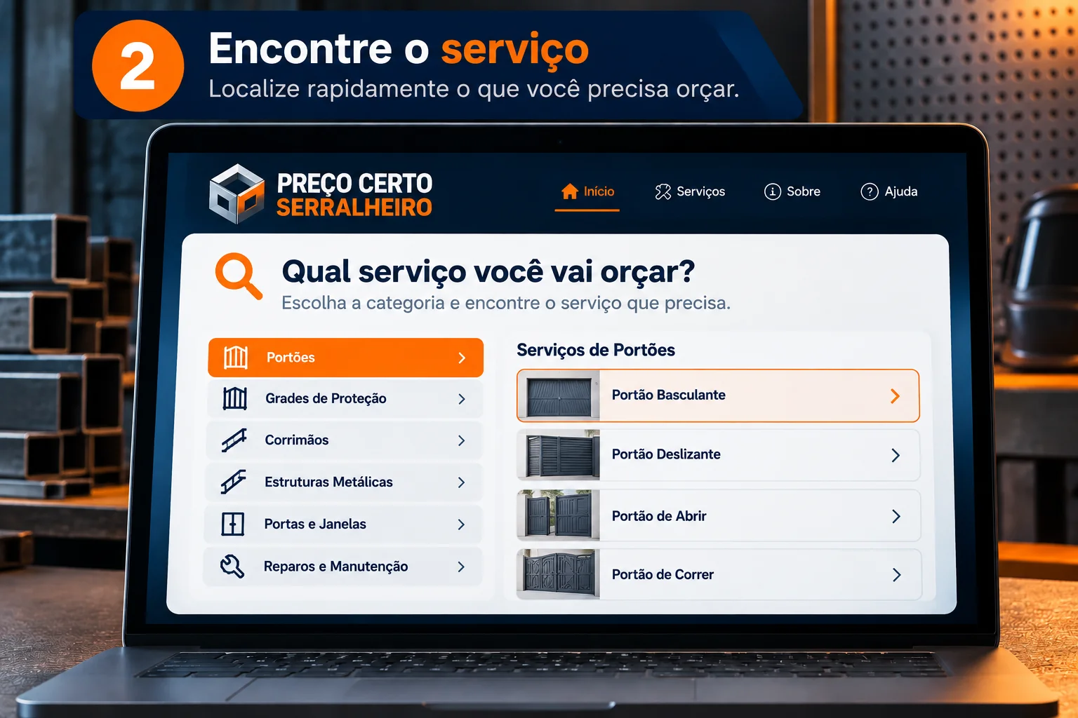 2 — Encontre o serviço de serralheria que você precisa orçar
